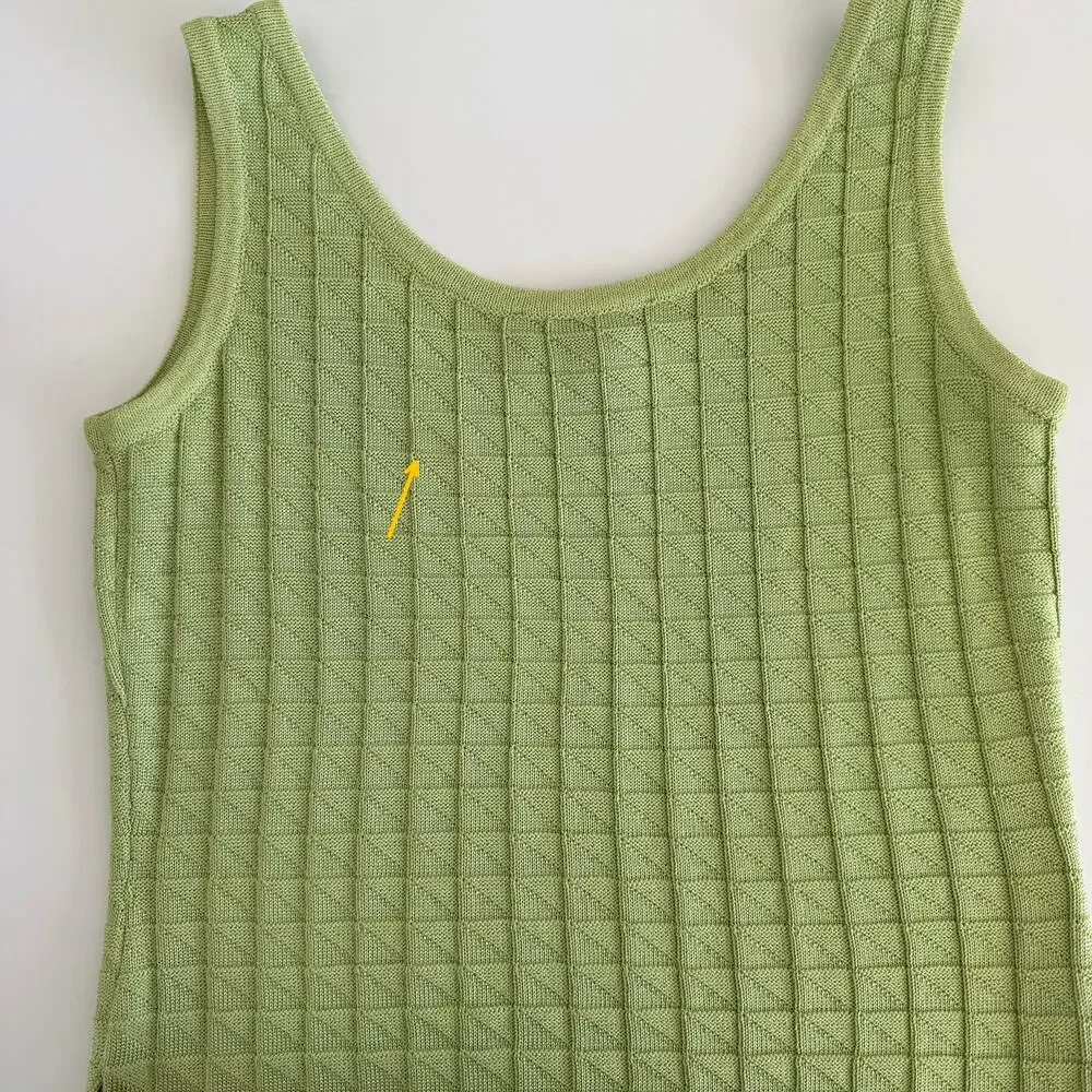 St. John Matching SET Santana Knit Sleeveless Top and Skirt Lime Green S/2